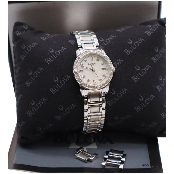 Bulova Diamond Quartz Stainless Steel Date Watch