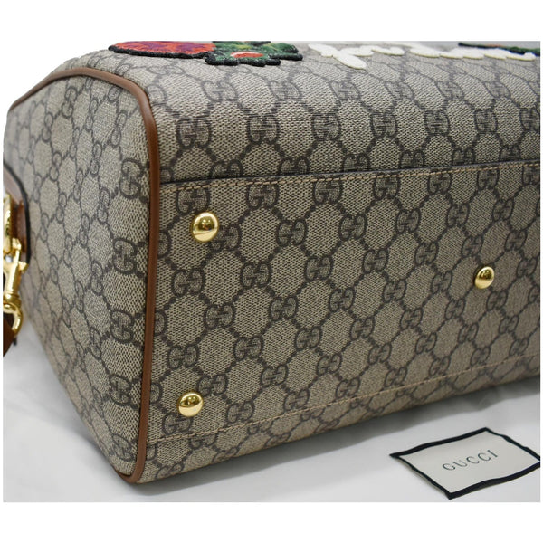 GUCCI Blind for Love Embroidered GG Supreme Canvas Boston Bag Maple Brown 409527