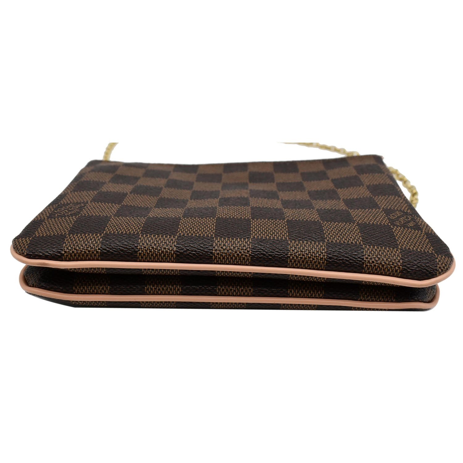 LOUIS VUITTON Double Zip Pochette Damier Ebene Crossbody Bag Brown