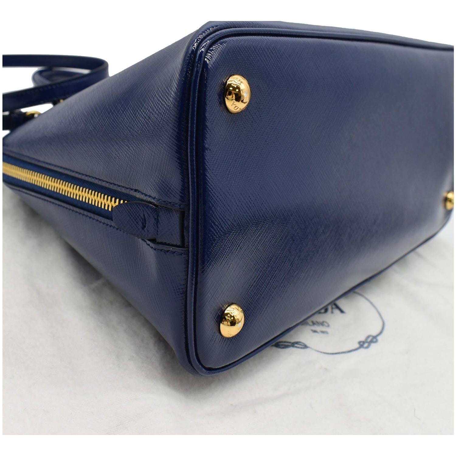Prada Blue Saffiano Vernice Handbag QNB04WDABB001