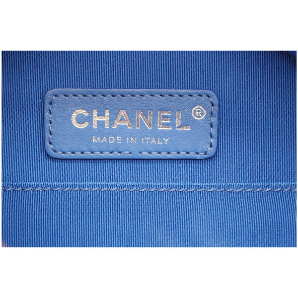 CHANEL Round as Earth Patent Leather Crossbody Bag Blue