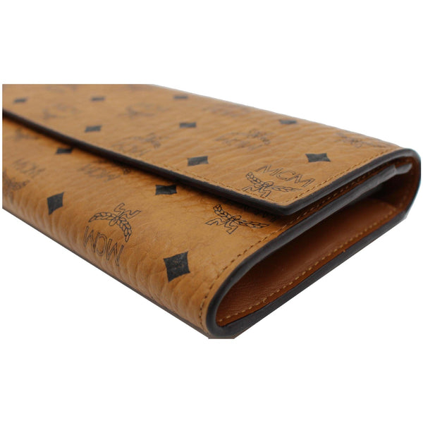 MCM Visetos Two-Fold Monogram Leather Wallet Cognac