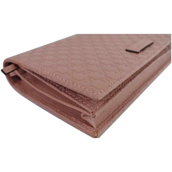 GUCCI Micro GG Guccissima Leather Crossbody Wallet Pink 466507