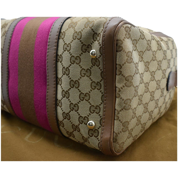 GUCCI Vintage Web GG Canvas Boston Bag Beige 247205