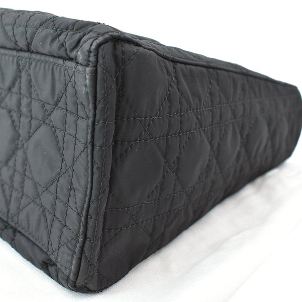 CHRISTIAN DIOR Lady Dior Vintage Nylon Cannage Canvas Tote Bag Black