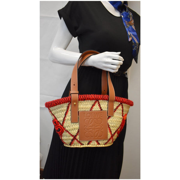 LOEWE Animals Basket  Small Straw Tote Bag Red