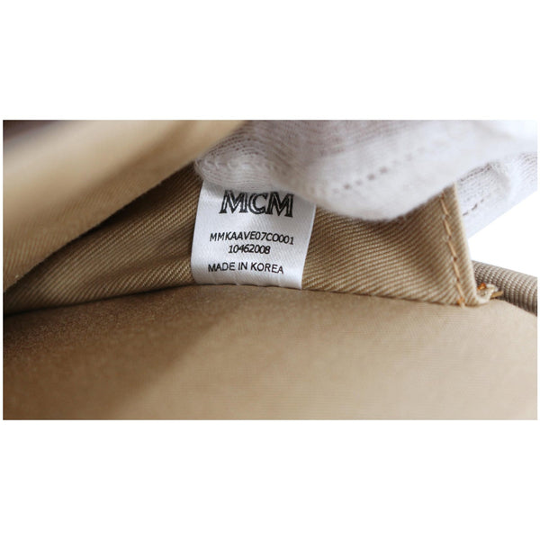 MCM Stark Medium Visetos Monogram Canvas Backpack Bag Cognac Red