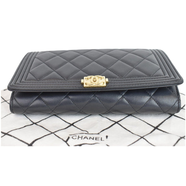 Chanel Boy Woc Lambskin Leather Wallet On Chain Bag top upside