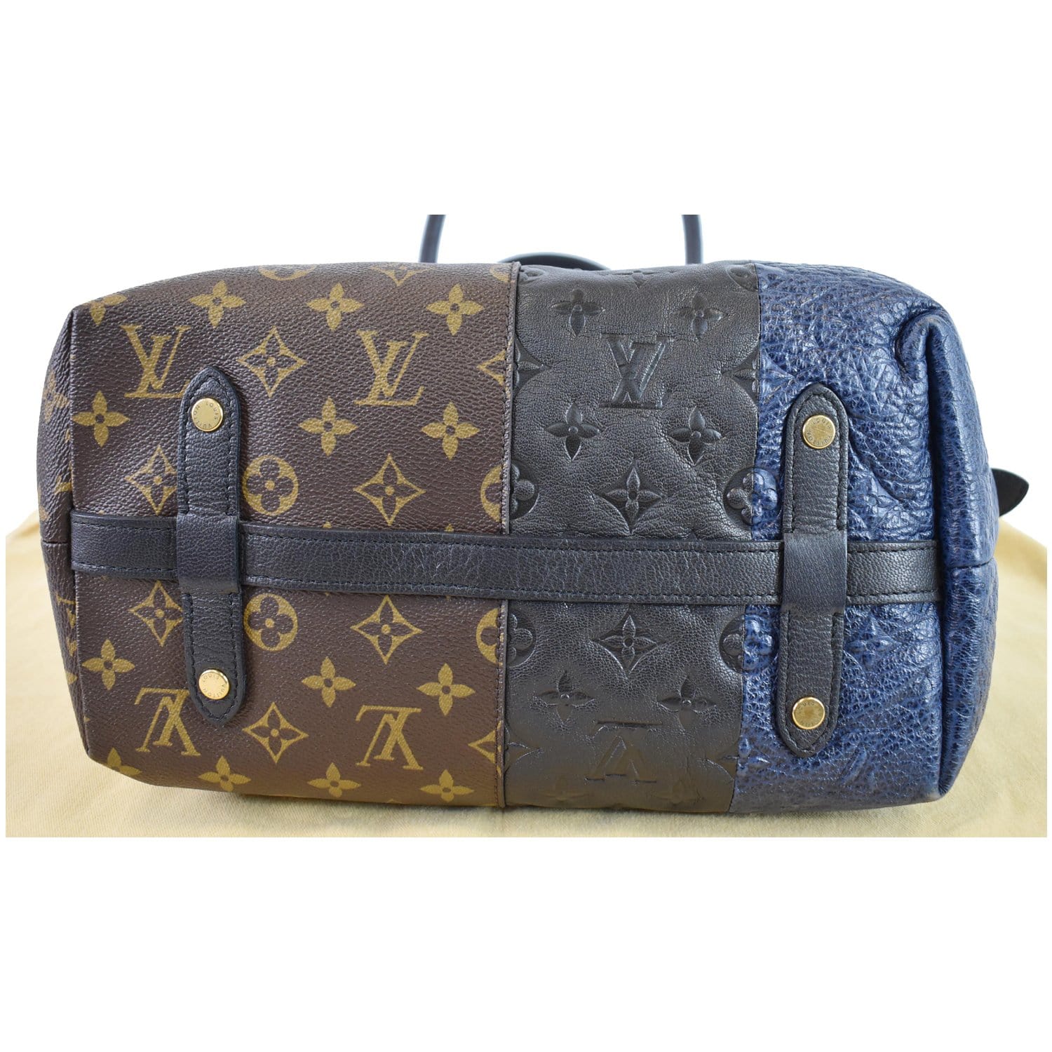 Louis Vuitton Vuitton Block bag Brown Black Blue Leather Cloth ref.507292 -  Joli Closet