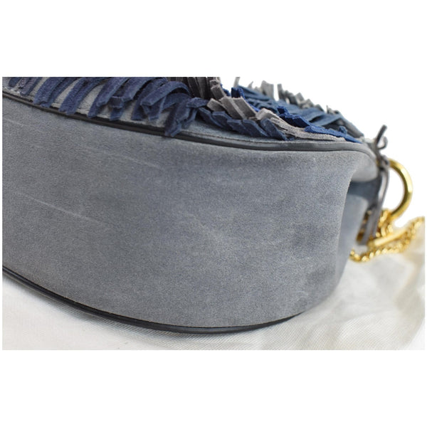 CHLOE Fringe Drew Suede Leather Shoulder Bag Grey