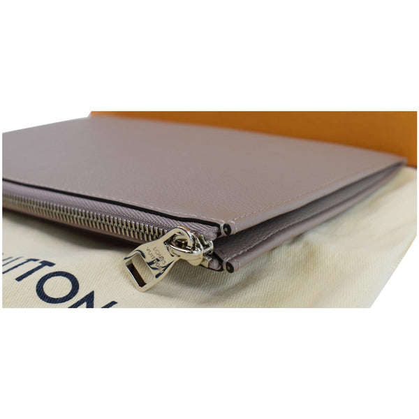 Louis Vuitton Jules PM Pochette Leather Clutch silver tone zip