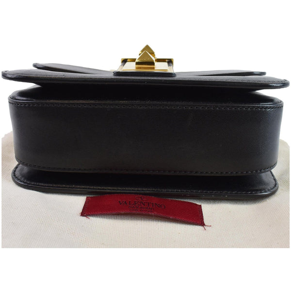 VALENTINO Striped B Rockstud Leather Shoulder Bag Ivory
