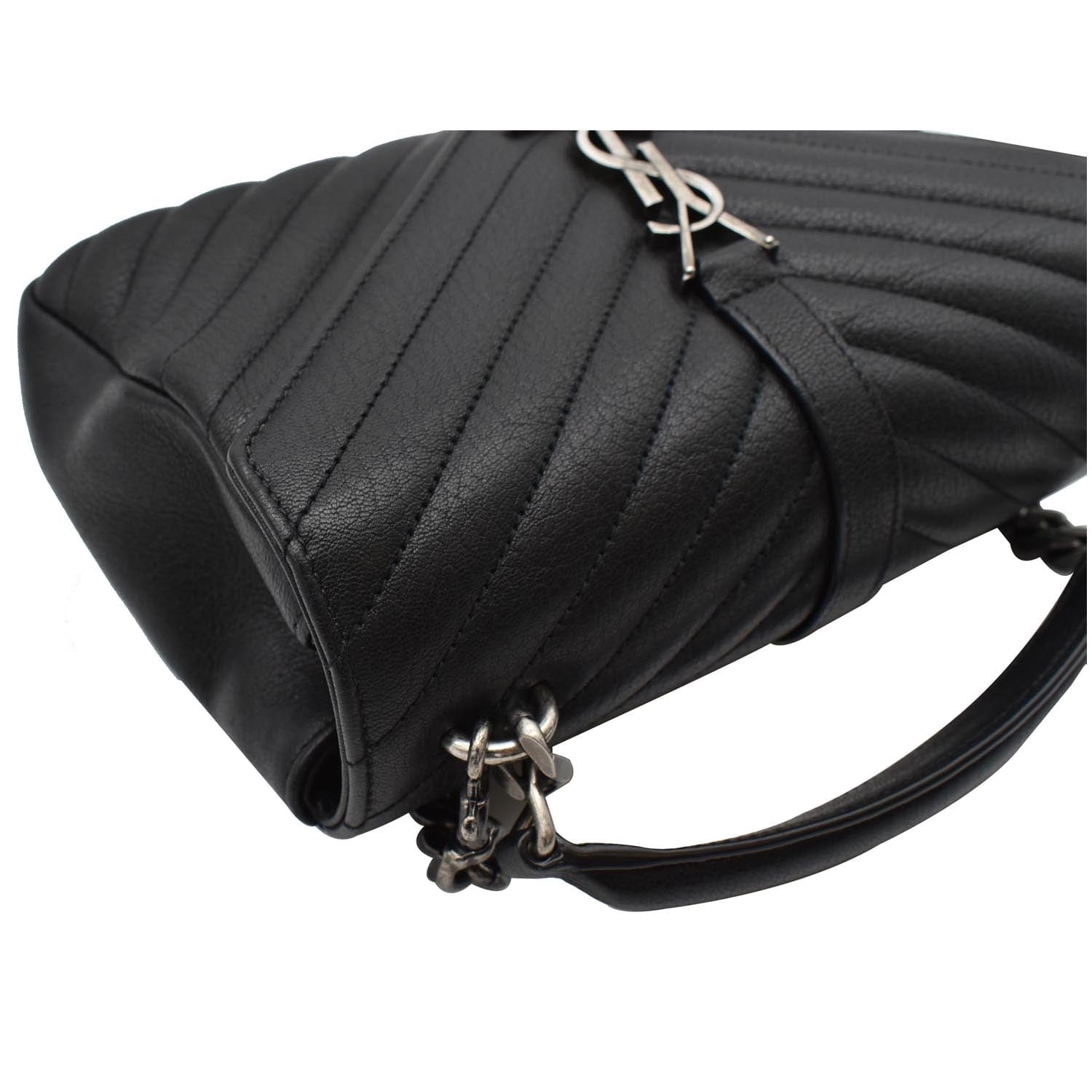 Saint Laurent Monogram Chevron-quilted Leather Cross-body Bag in Black