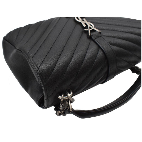 YVES SAINT LAURENT College Medium Monogram Chevron Leather Crossbody Bag Black
