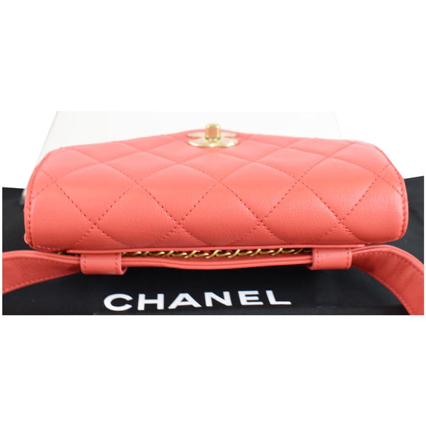 CHANEL Quilted Flap Calfskin Leather Chain Belt Waist Bag Red