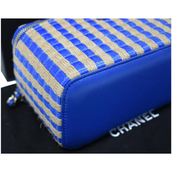 preloved Chanel Raffia Jute Striped Vanity Case chain bag