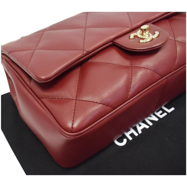 CHANEL Large Quilted Classic Flap Lambskin Leather Shoulder Bag Red