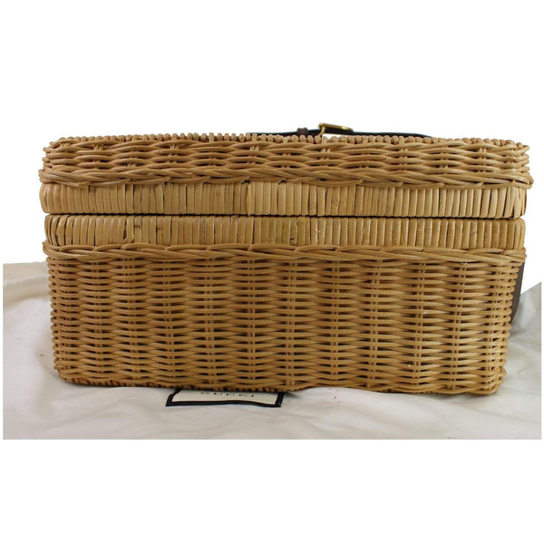 Gucci Neutral Wicker Suitcase Handbag - Tan Color | box style view