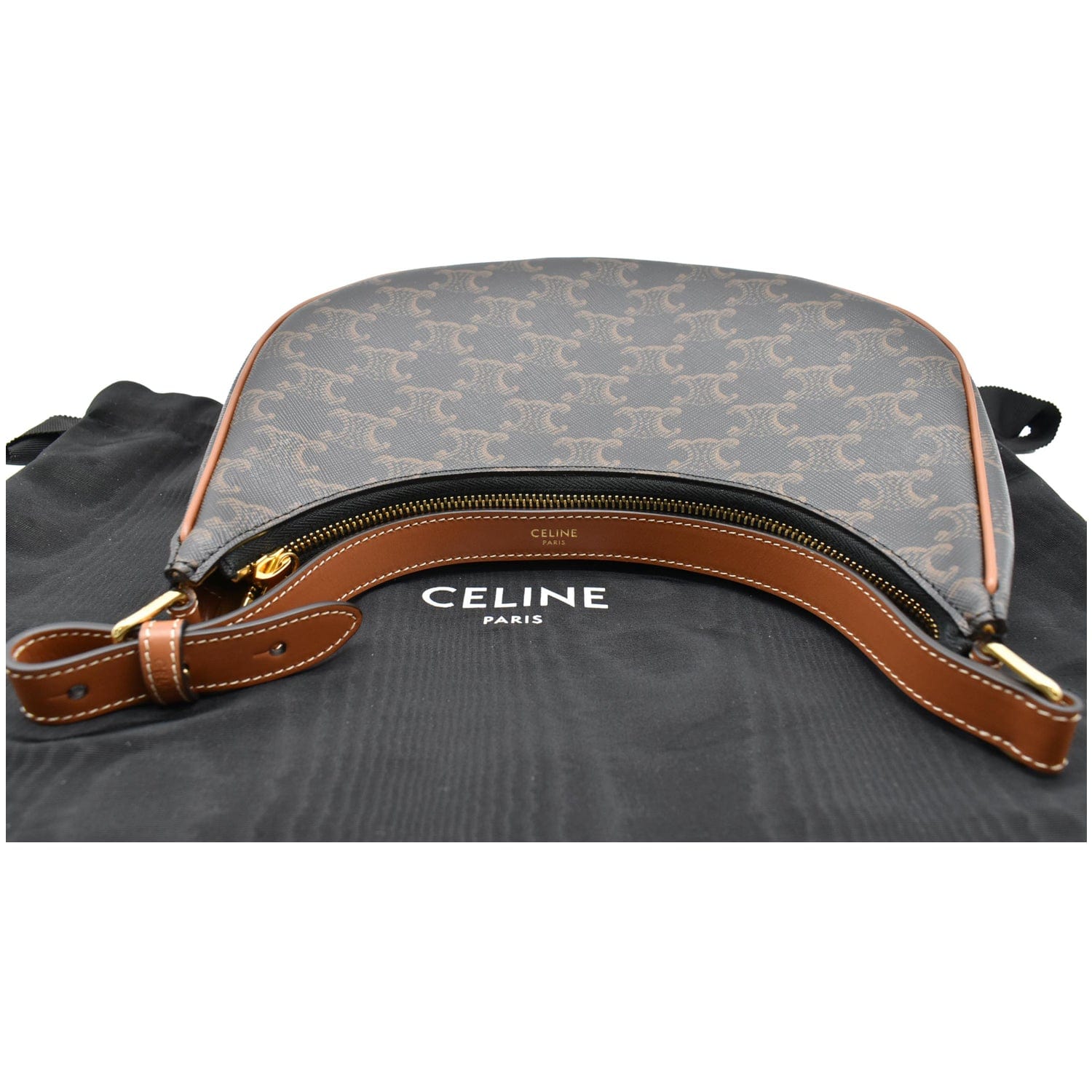 Celine Classic Triomphe Canvas Calfskin Crossbody Bag