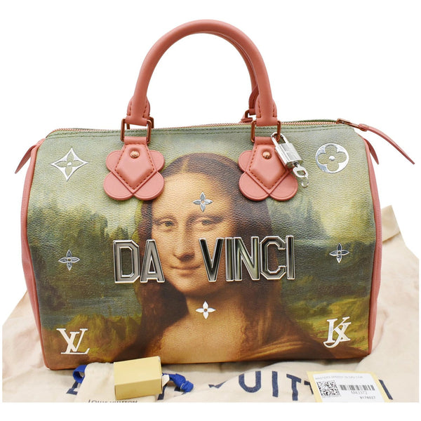 LOUIS VUITTON Jeff Koons DaVinci Speedy 30 Coated Canvas Satchel Bag Multicolor