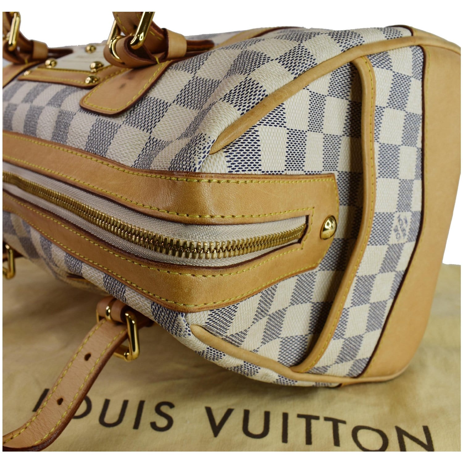 LOUIS VUITTON Berkeley Damier Azur Satchel Handbag White-E5507