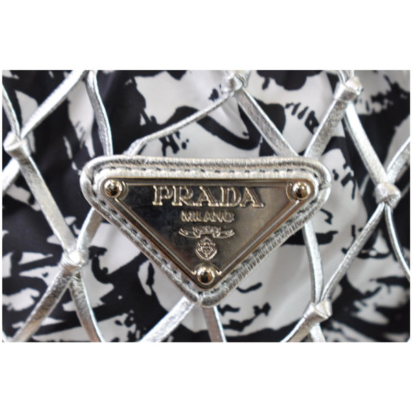 PRADA Rete Fabric Mesh Tote Bag Black/White