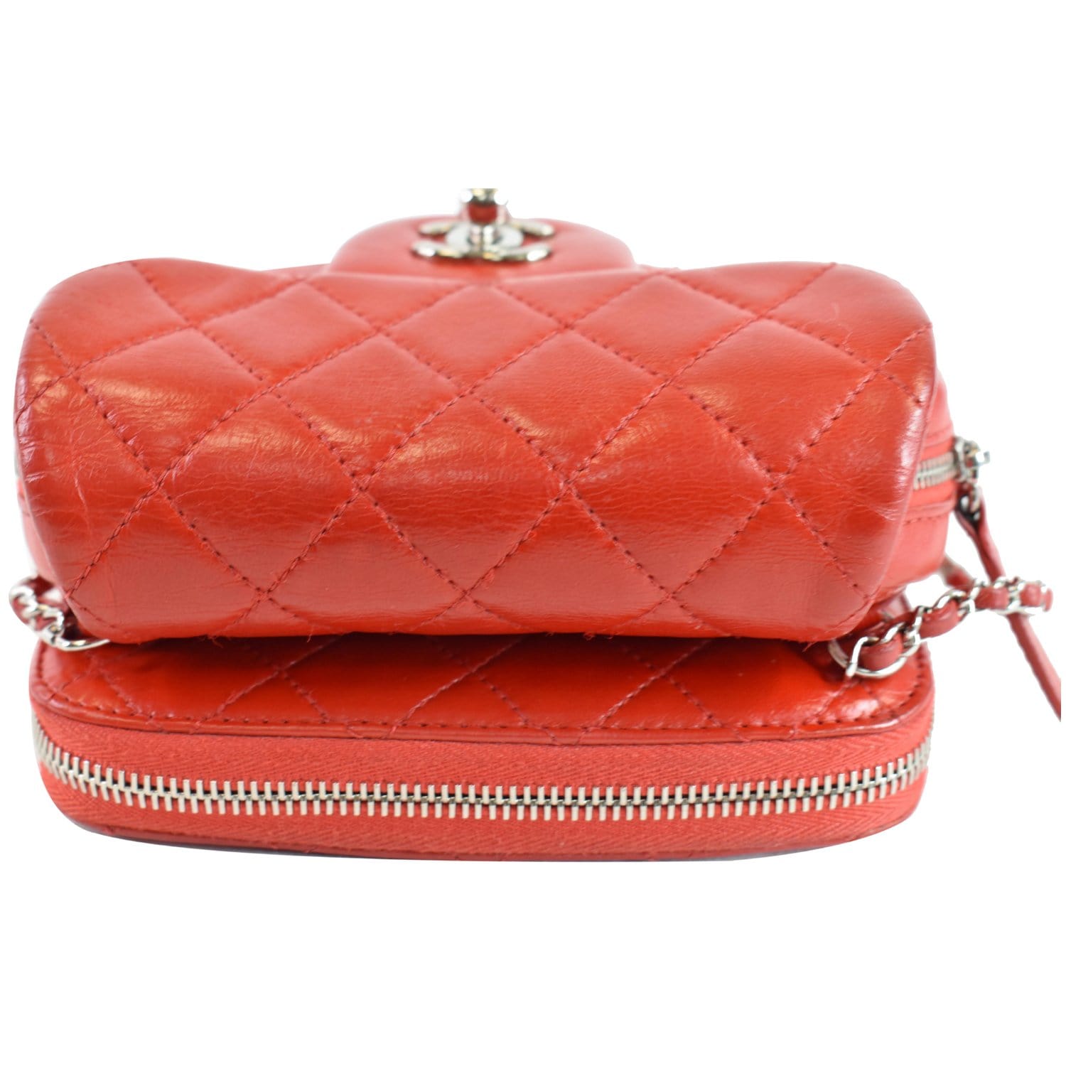 Chanel Red Classic Quilted Lambskin Wallet On Chain (WOC