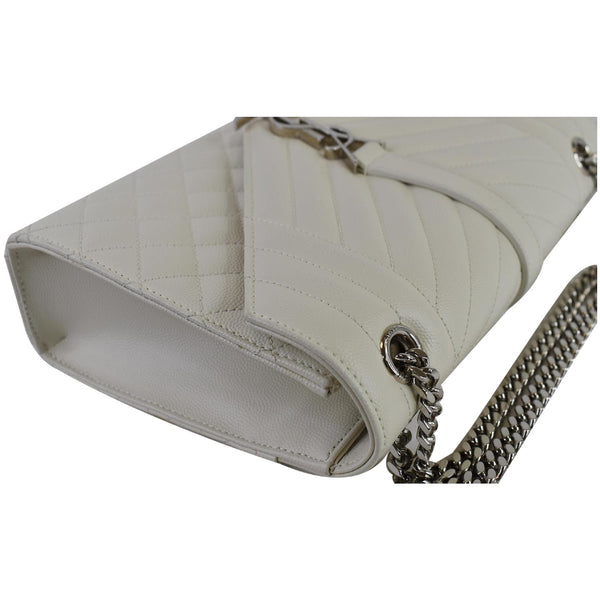 YVES SAINT LAURENT Envelope Medium Chain Leather Shoulder Bag White
