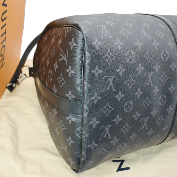 LOUIS VUITTON Keepall 55 Bandouliere Monogram Eclipse Travel Bag Black