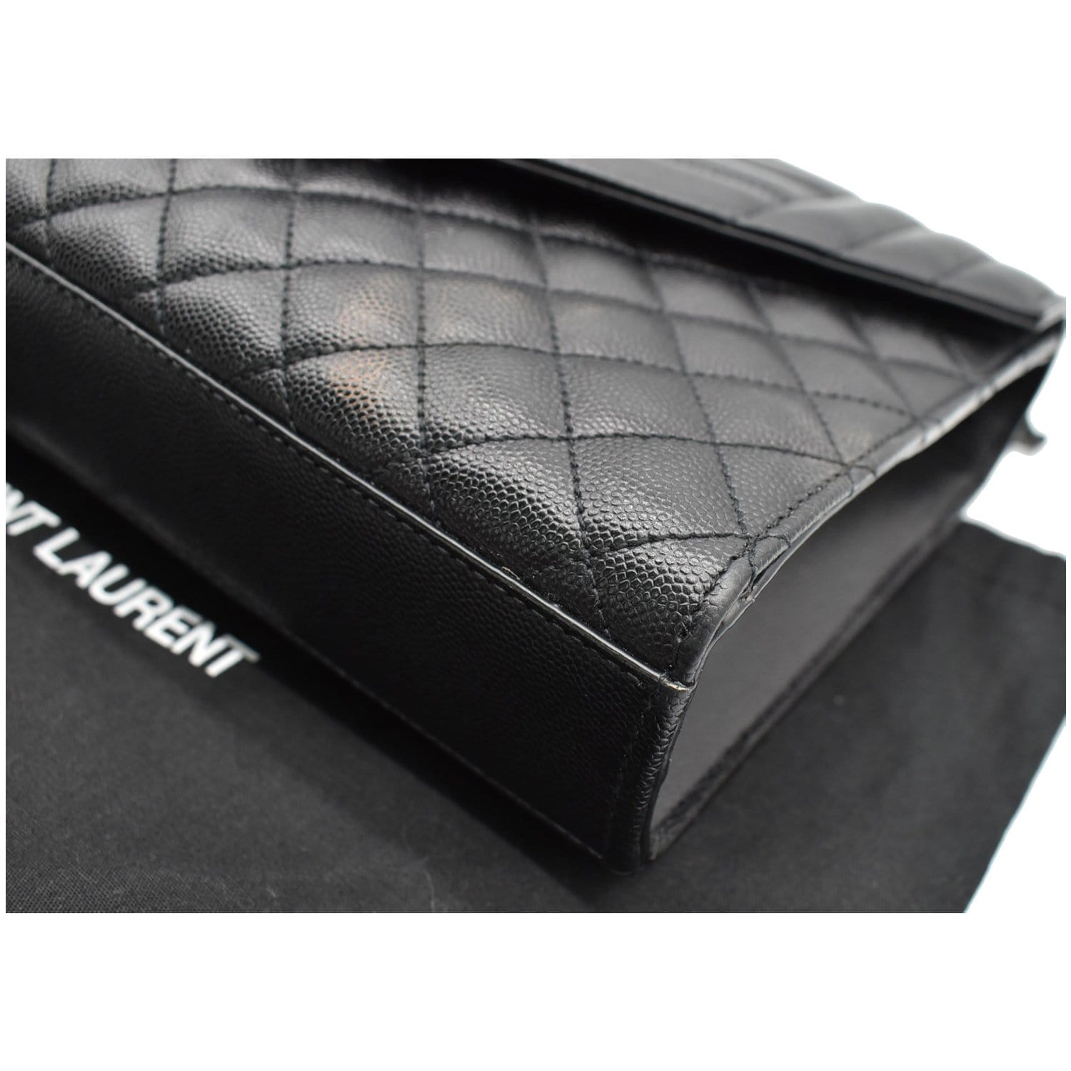 Saint Laurent Black Mix Matelasse Leather Medium Envelope Chain
