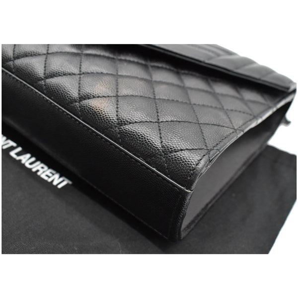 YVES SAINT LAURENT Envelope Mix Matelassé Chain Medium Leather Shoulder Bag Black