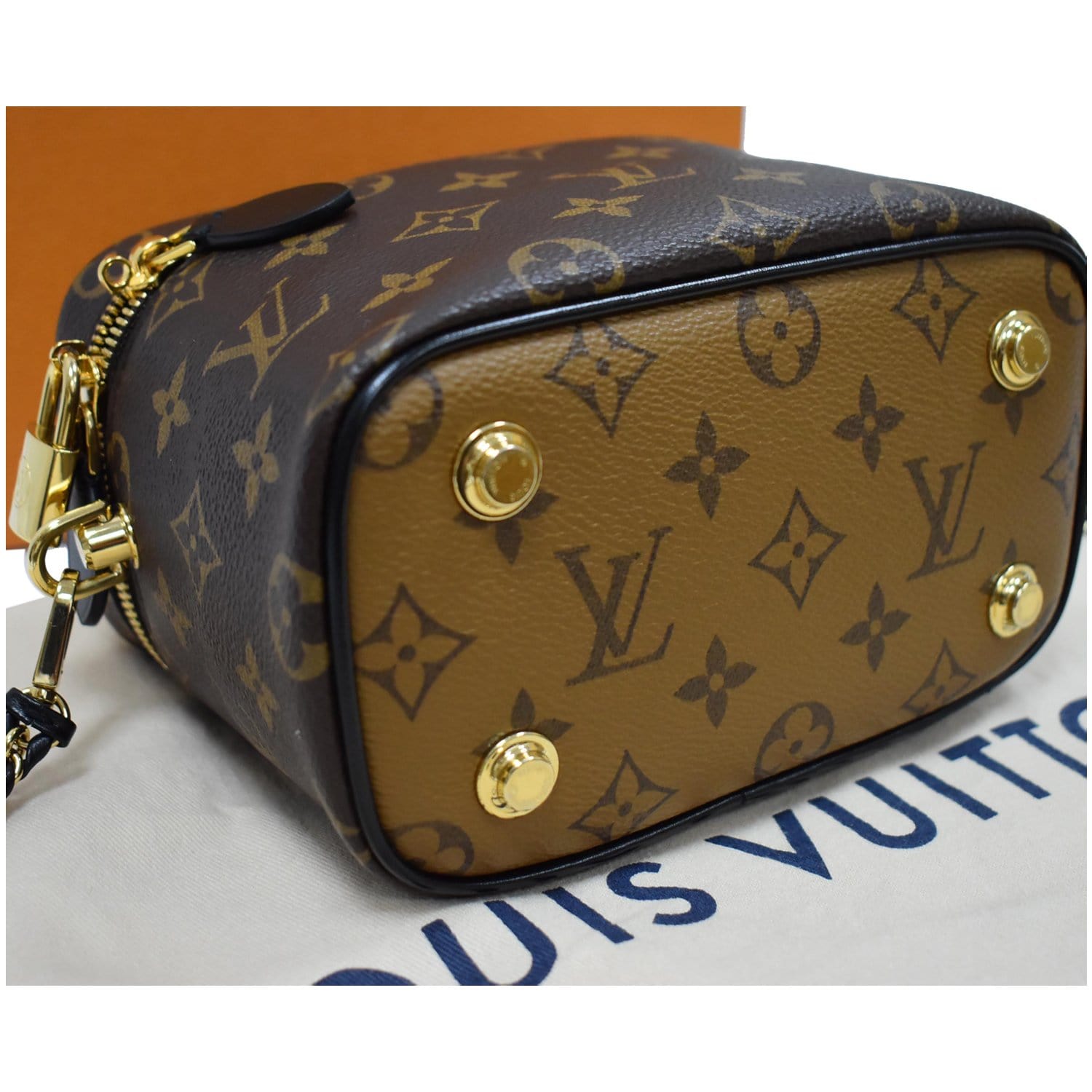 Louis Vuitton Brown Monogram and Monogram Reverse Coated Canvas Vanity PM Gold Hardware, 2020, Womens Handbag