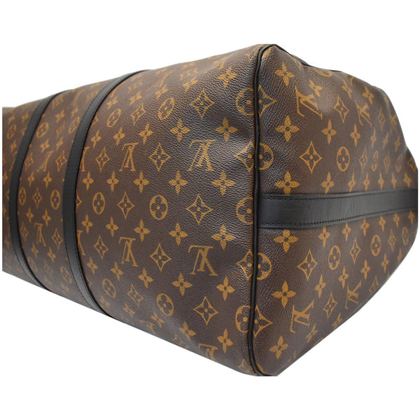 LOUIS VUITTON Keepall Bandouliere 55 Monogram Macassar Travel Bag Brown