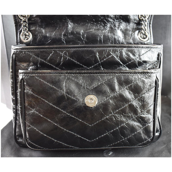 YVES SAINT LAURENT Niki Baby Crinkle Leather Crossbody Bag Black