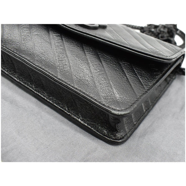 BALENCIAGA BB Logo Embossed Leather Chain Wallet Black