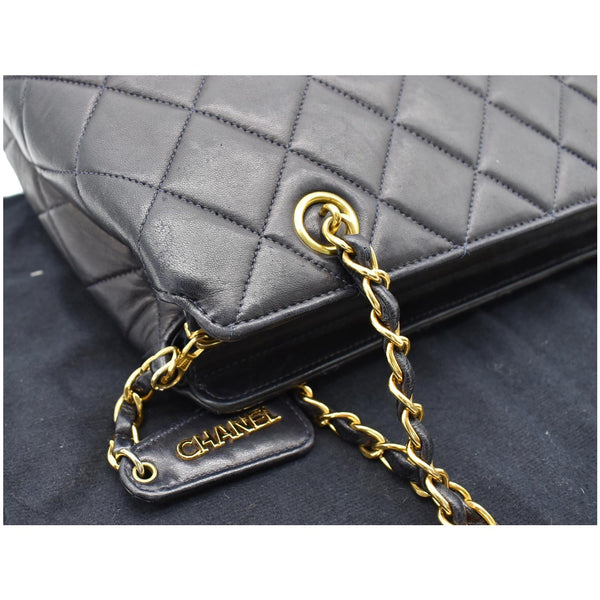 CHANEL Vintage Quilted Leather Chain Handle Tote Bag Black