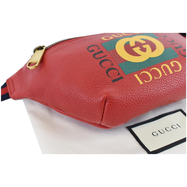 GUCCI Print Grained Calfskin Leather Belt Bag Red 527792