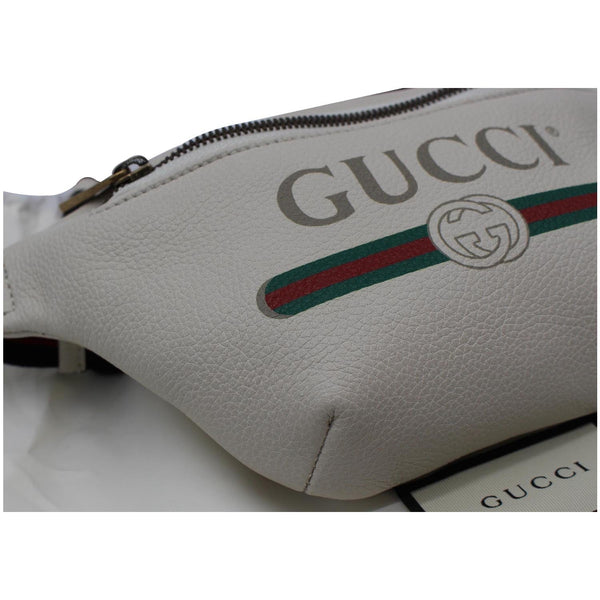 GUCCI Print Small Leather Belt Waist Bum Bag White 527792