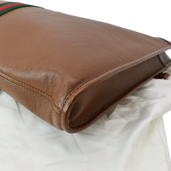 GUCCI Rajah Large Leather Tote Shoulder Bag Brown 537219