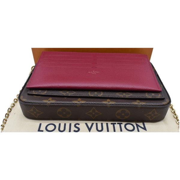 LOUIS VUITTON Felicie Monogram Canvas Pochette Crossbody Bag Brown
