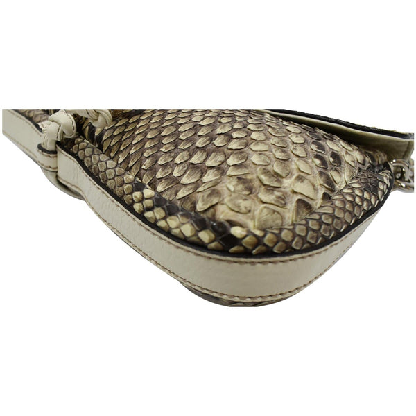 GUCCI Croisette Bamboo Evening Python Leather Shoulder Bag Off White 235320