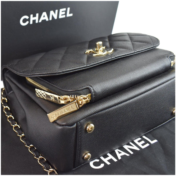 CHANEL Business Affinity Medium Flap Caviar Quilted Shoulder Bag Black