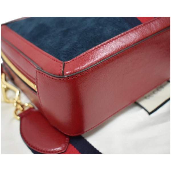 GUCCI Ophidia GG Small Web Suede Leather Top Handle Shoulder Bag Red 550622