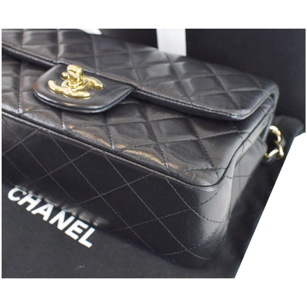 CHANEL Mini Rectangular Flap Quilted Lambskin Leather Shoulder Bag Black