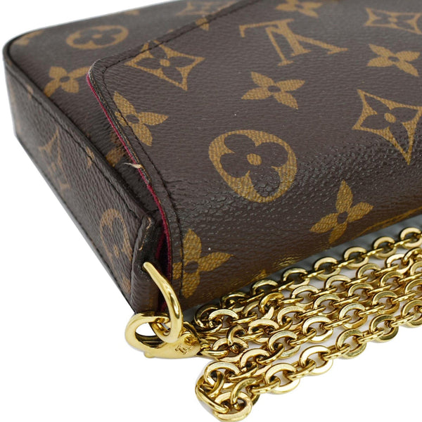 LOUIS VUITTON Felicie Monogram Canvas Pochette Crossbody Bag Brown