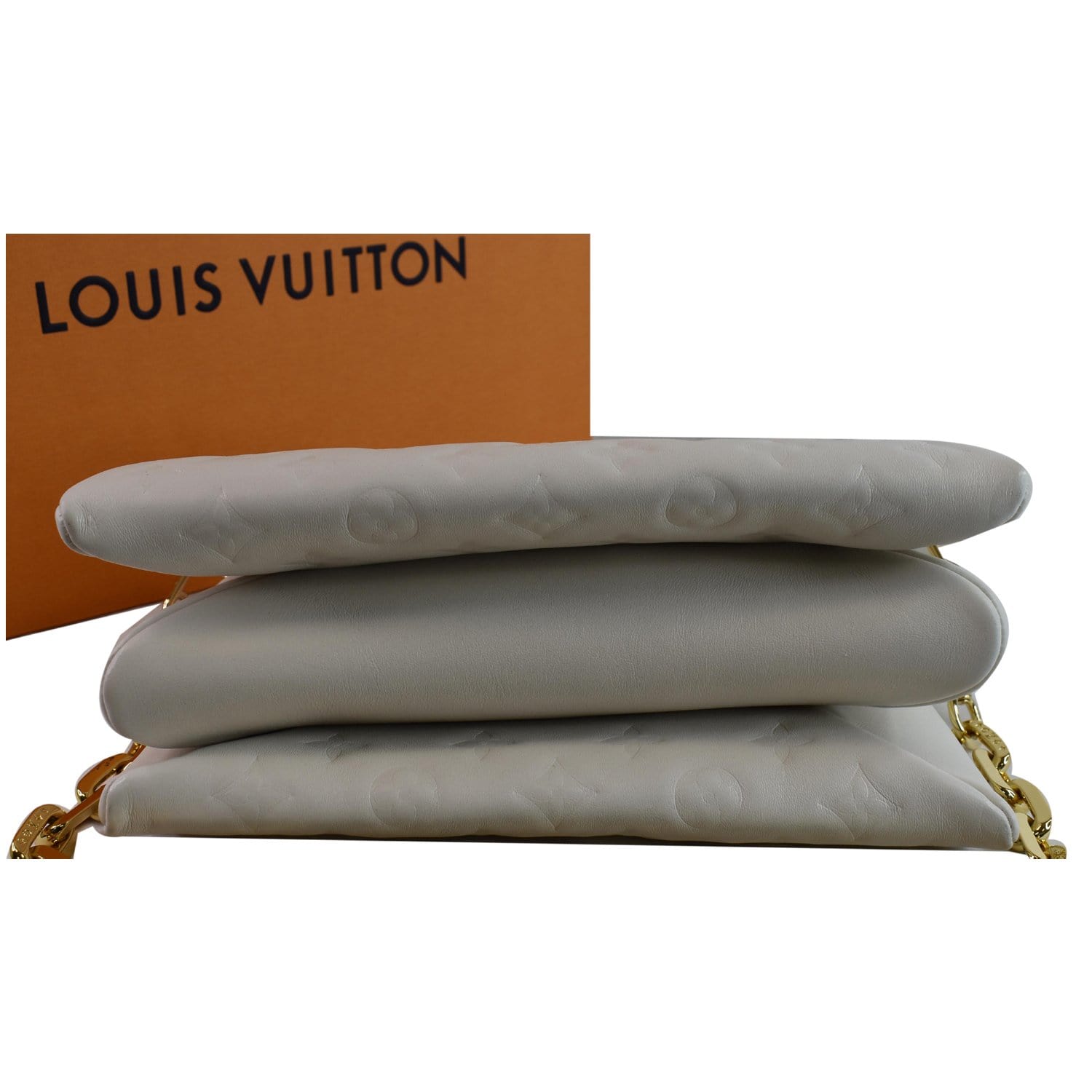 Louis Vuitton COUSSIN PM Handbag Monogram-embossed puffy lambskin  Terracotta Brown M20761
