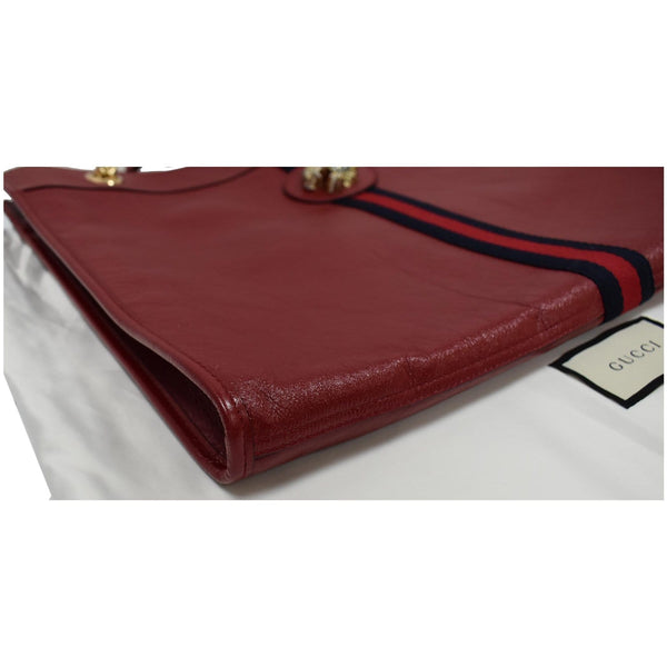 GUCCI Rajah Large Leather Tote Shoulder Bag Red 537219