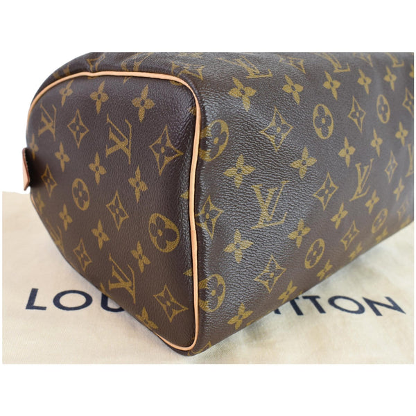 Louis Vuitton Speedy 25 Monogram Canvas Shoulder Bag - close corner view