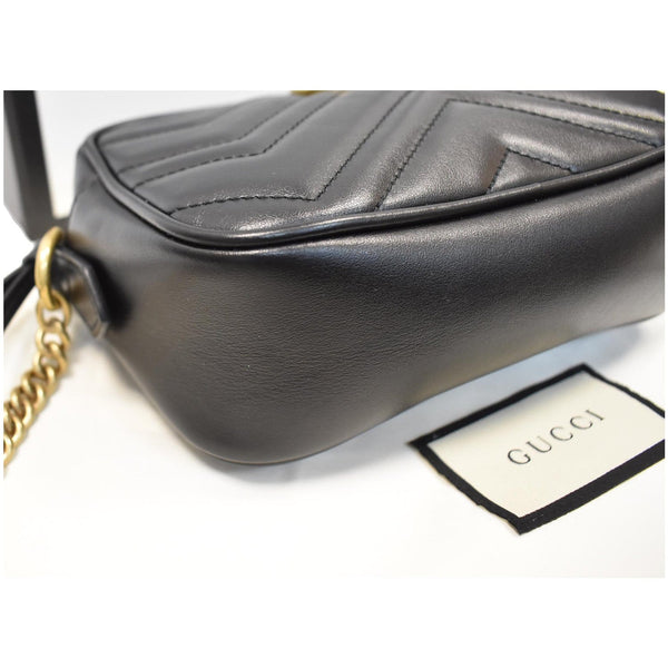 GUCCI GG Marmont Matelasse Mini Leather Crossbody Bag Black 448065