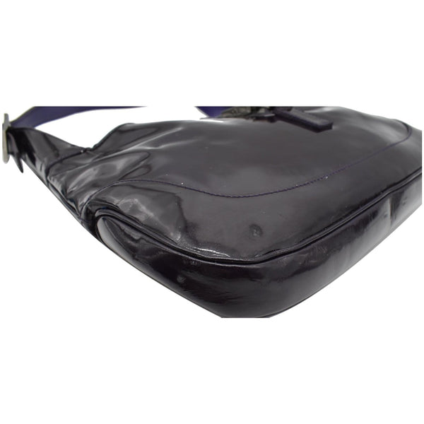 GUCCI Jackie Patent Leather Shoulder Bag Dark Purple 001-3306